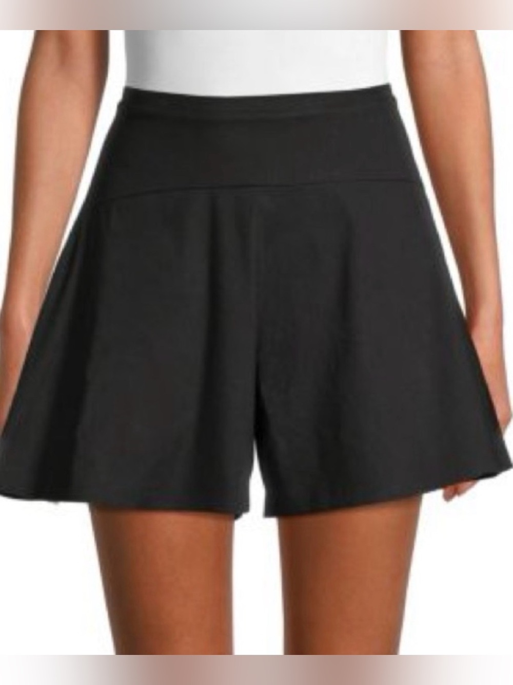 Vince Linen Flounce Shorts in Black With Side Zip & Lined Size 12